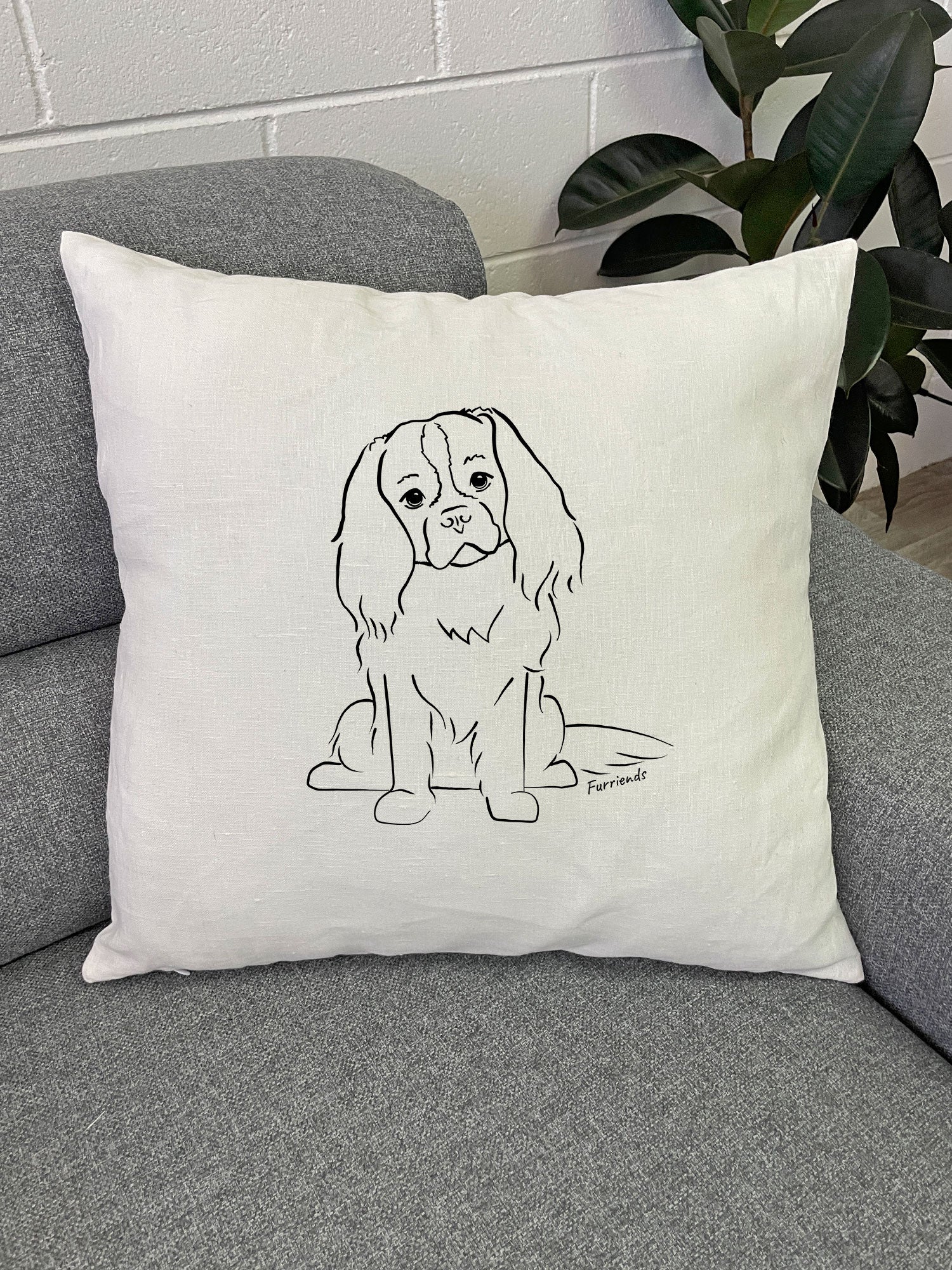 Cavalier King Charles Spaniel Linen Cushion Cover