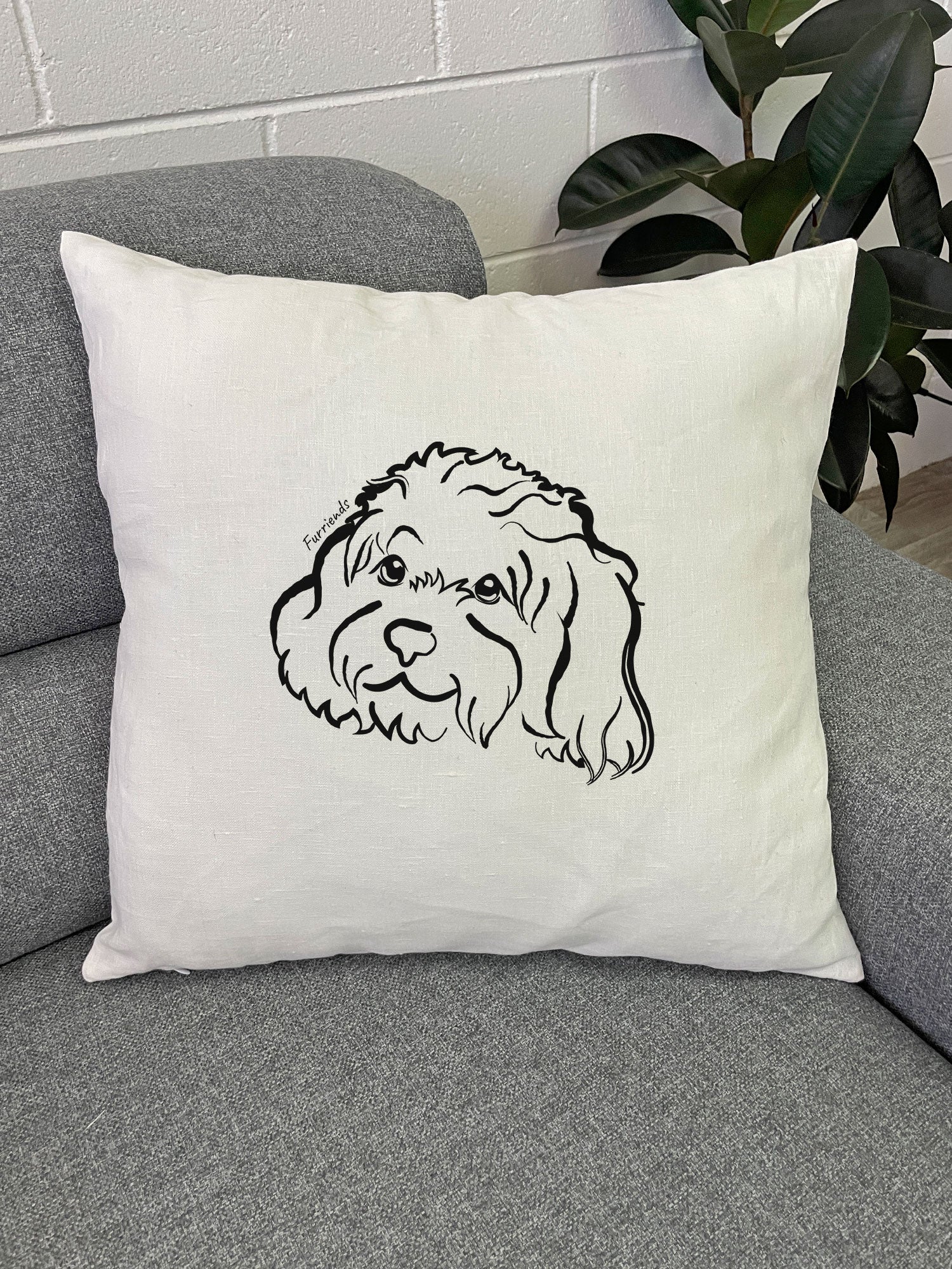Cavoodle Linen Cushion Cover