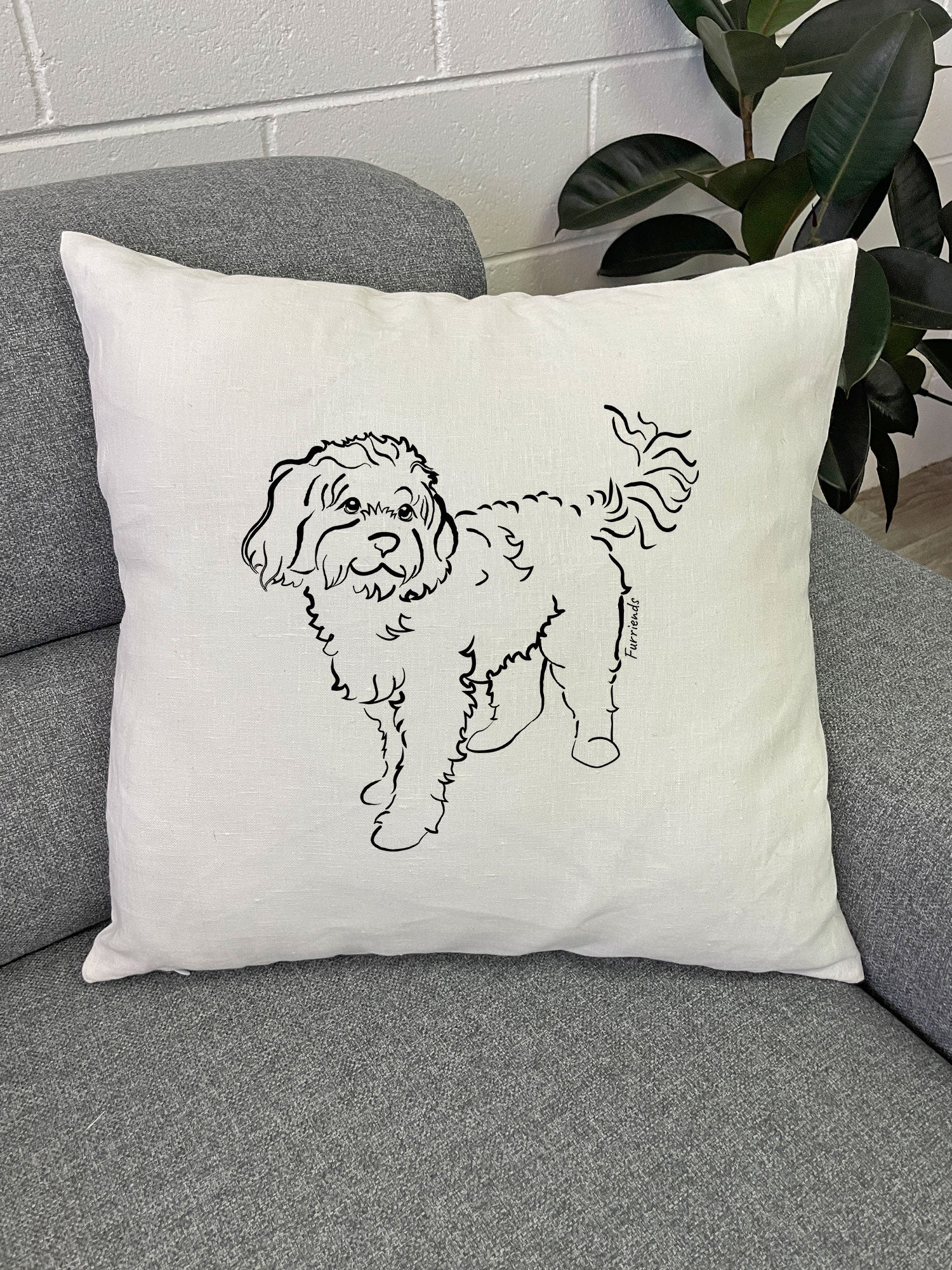 Cavoodle Linen Cushion Cover