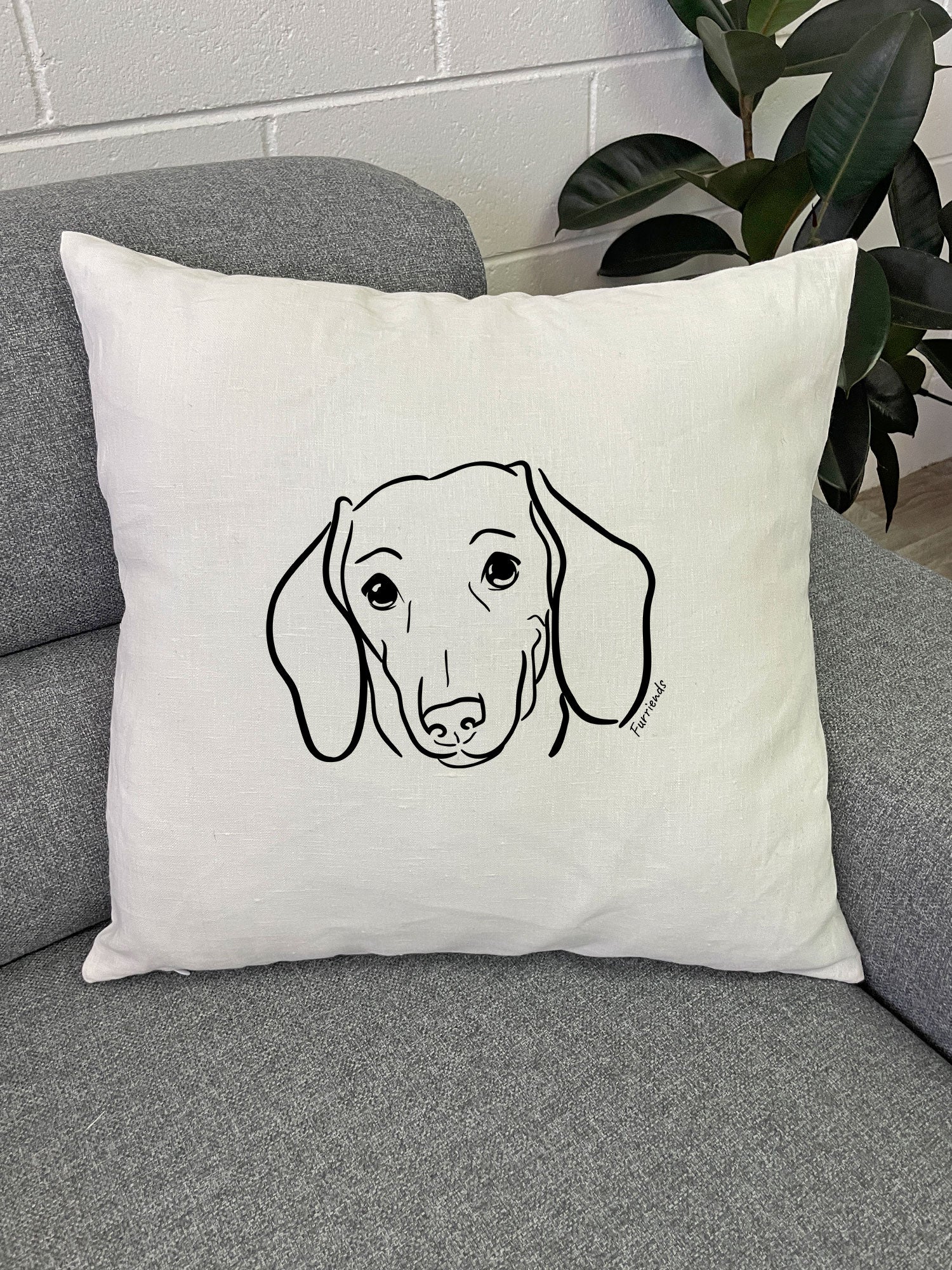 Dachshund Linen Cushion Cover