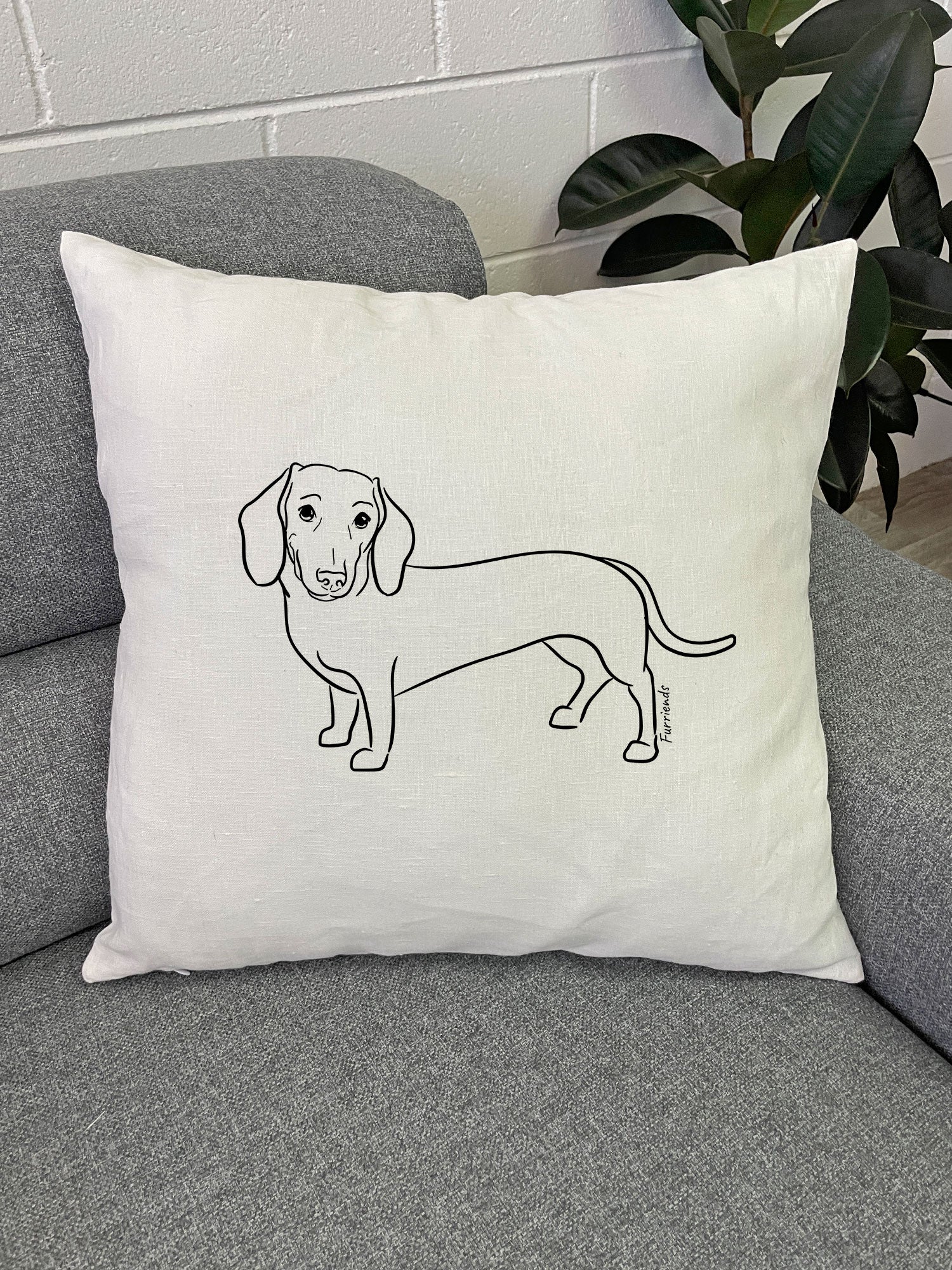 Dachshund Linen Cushion Cover