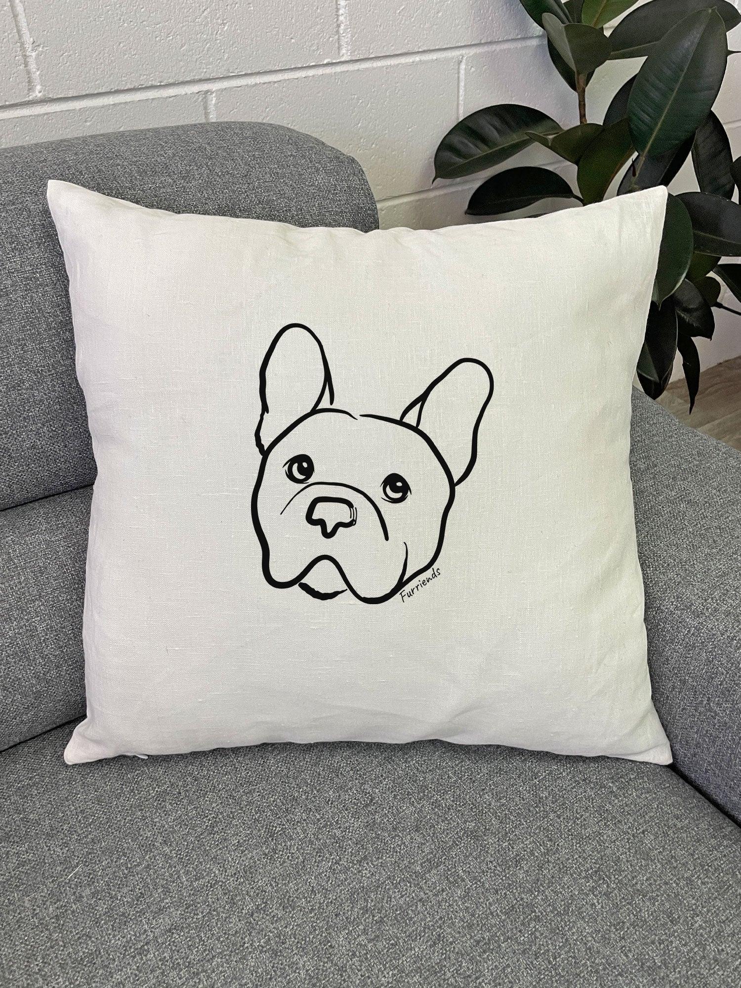French Bulldog Linen Cushion Cover