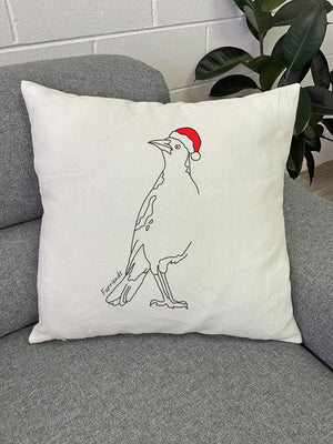 Australian Magpie - Christmas Edition Linen Cushion Cover