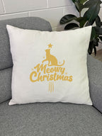 Meowy Christmas Linen Cushion Cover