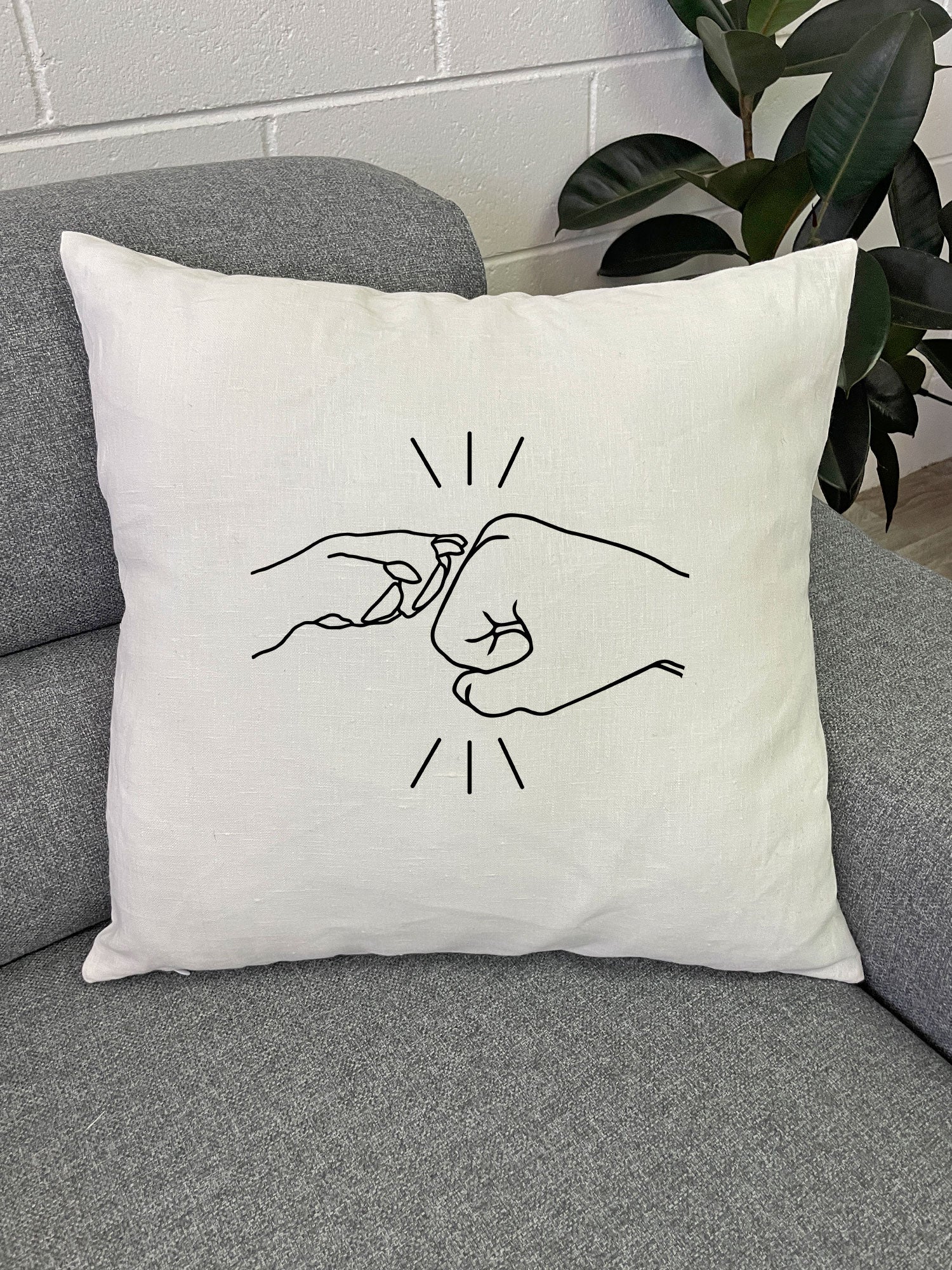 Paw Fist Bump Linen Cushion Cover