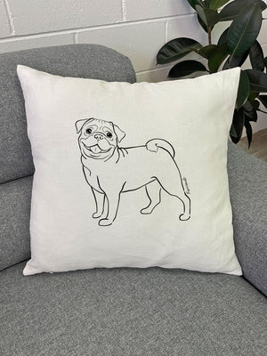 Pug Linen Cushion Cover