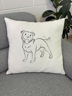 Staffordshire Bull Terrier Linen Cushion Cover