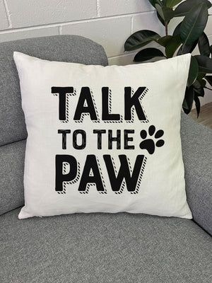 Talk To The Paw Linen Cushion Cover