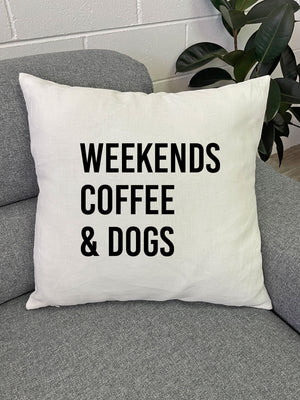 Weekends Coffee & Dogs Linen Cushion Cover