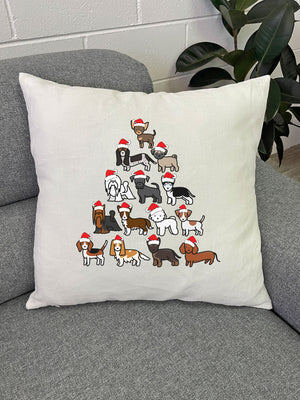Merry Woofmas Tree Linen Cushion Cover