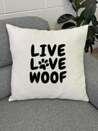 Live Love Woof Linen Cushion Cover