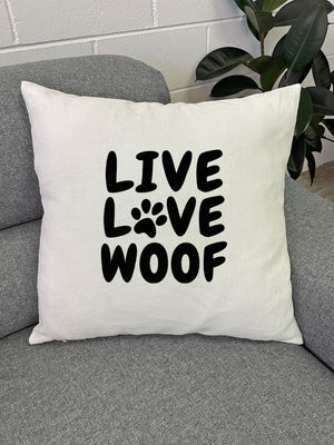 Live Love Woof Linen Cushion Cover