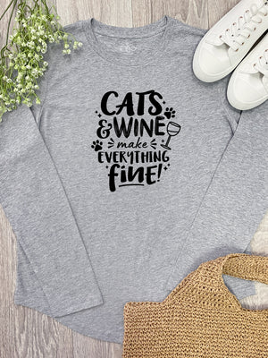Cats & Wine Make Everything Fine Olivia Long Sleeve Tee