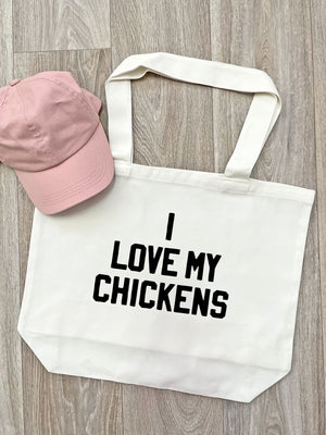 I Love My Chickens Cotton Canvas Shoulder Tote Bag