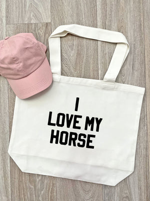 I Love My Horse Cotton Canvas Shoulder Tote Bag