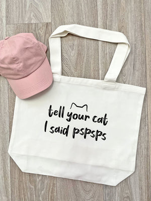 Tell Your Cat I Said pspsps Cotton Canvas Shoulder Tote Bag