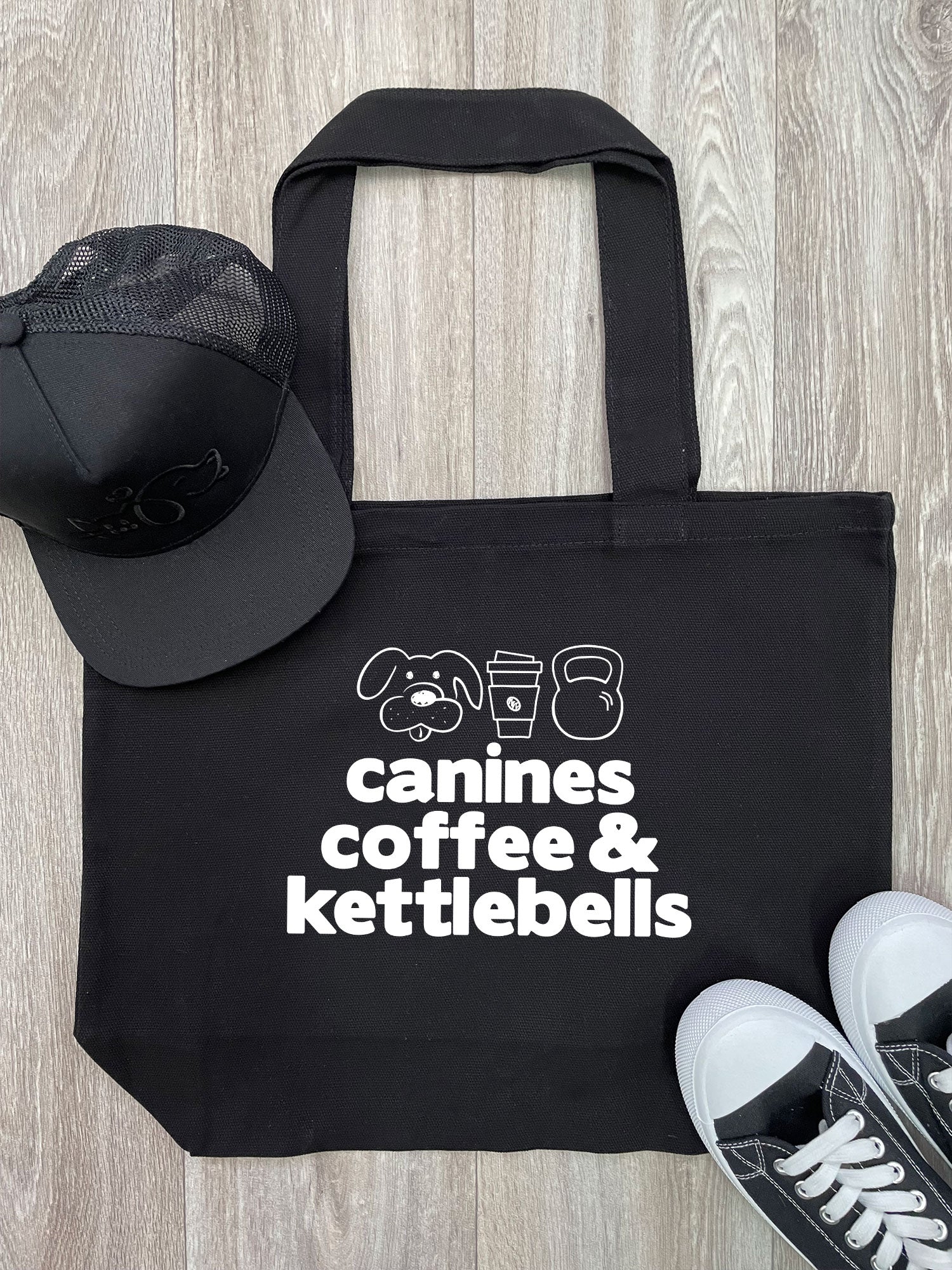 Canines, Coffee & Kettlebells Stella Tote Bag