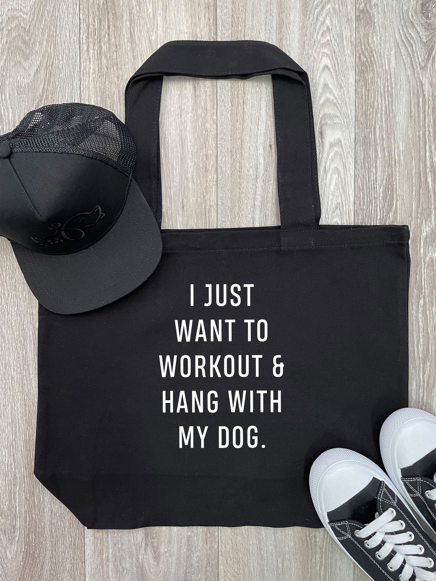 Workout & Hang With My Dog Stella Tote Bag