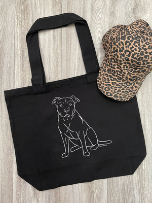 American Staffordshire Terrier Cotton Canvas Shoulder Tote Bag