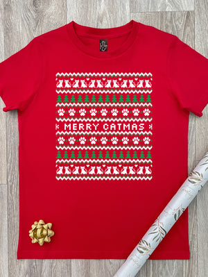 Merry Catmas Ugly Sweater Youth Tee