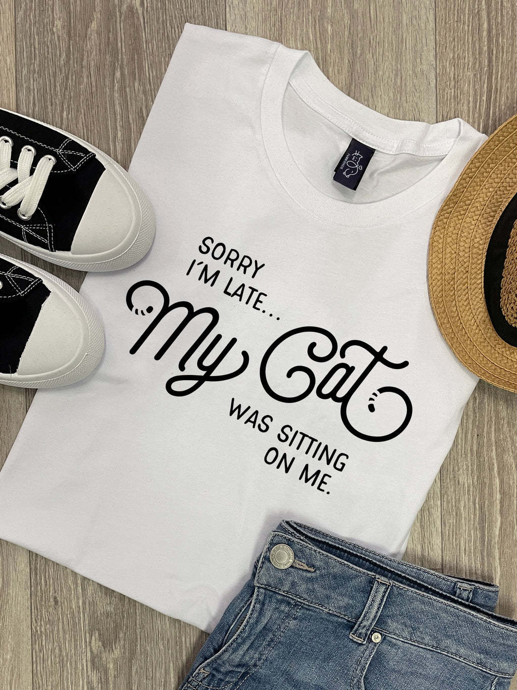 Sorry I'm Late My Cat Was Sitting On Me Ava Women's Regular Fit Tee