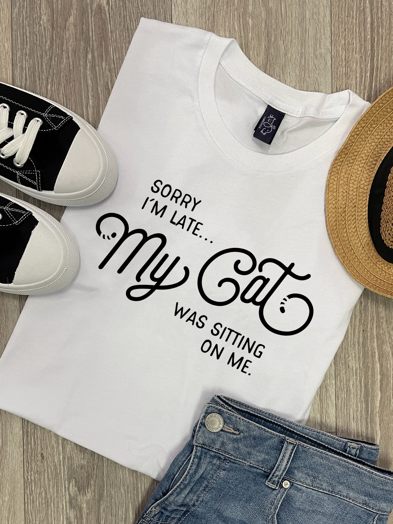 Sorry I'm Late My Cat Was Sitting On Me Ava Women's Regular Fit Tee