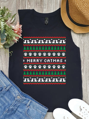 Merry Catmas Ugly Sweater Marley Tank