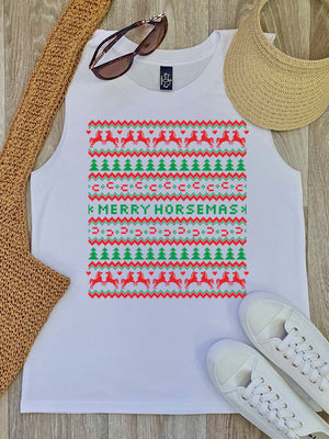 Merry Horsemas Ugly Sweater Marley Tank