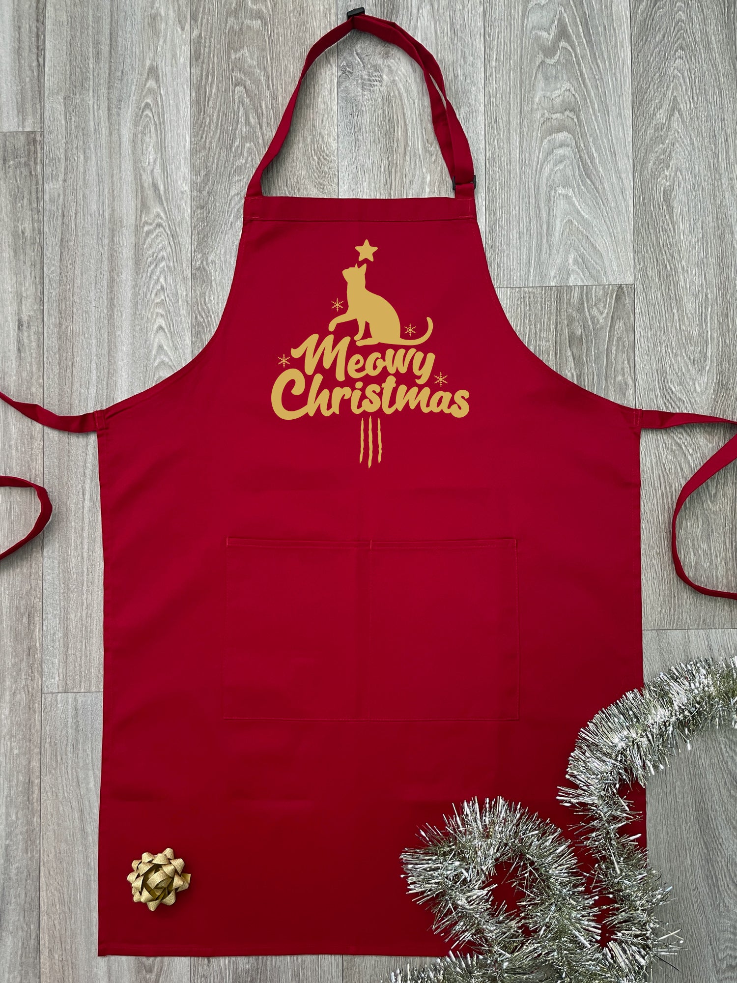 Meowy Christmas Bib Apron