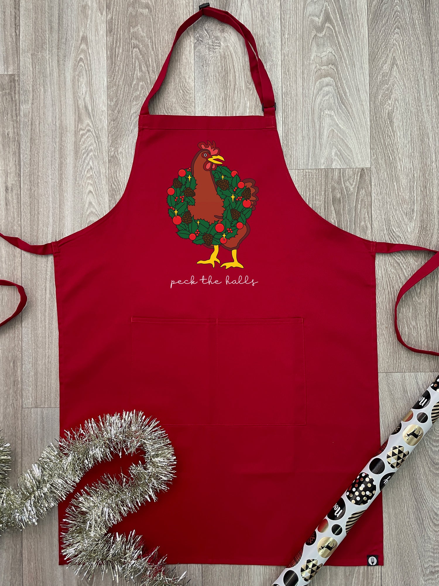 Peck The Halls Bib Apron