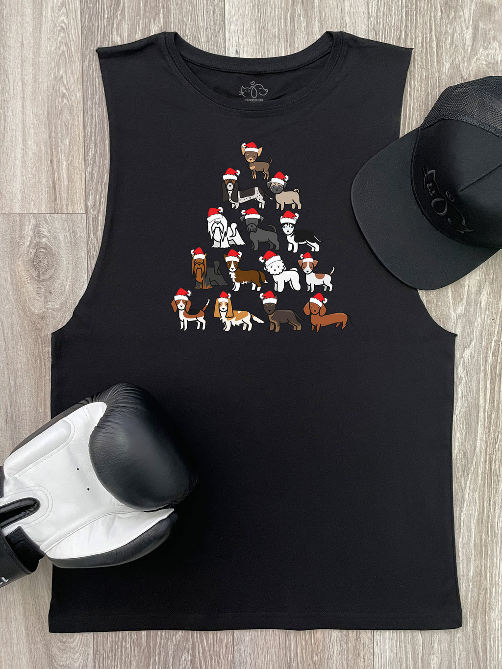 Merry Woofmas Tree Axel Drop Armhole Muscle Tank