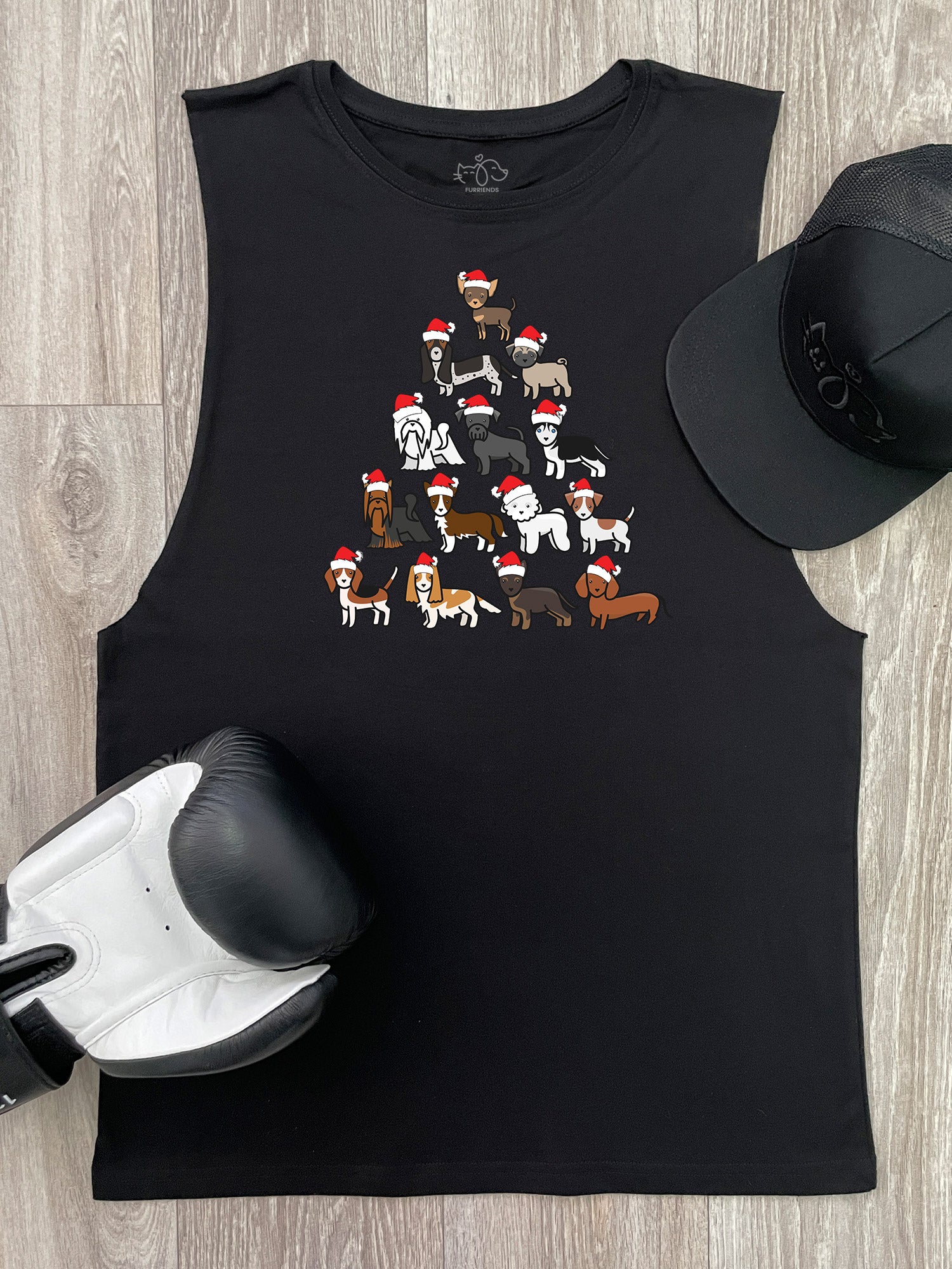 Merry Woofmas Tree Axel Drop Armhole Muscle Tank