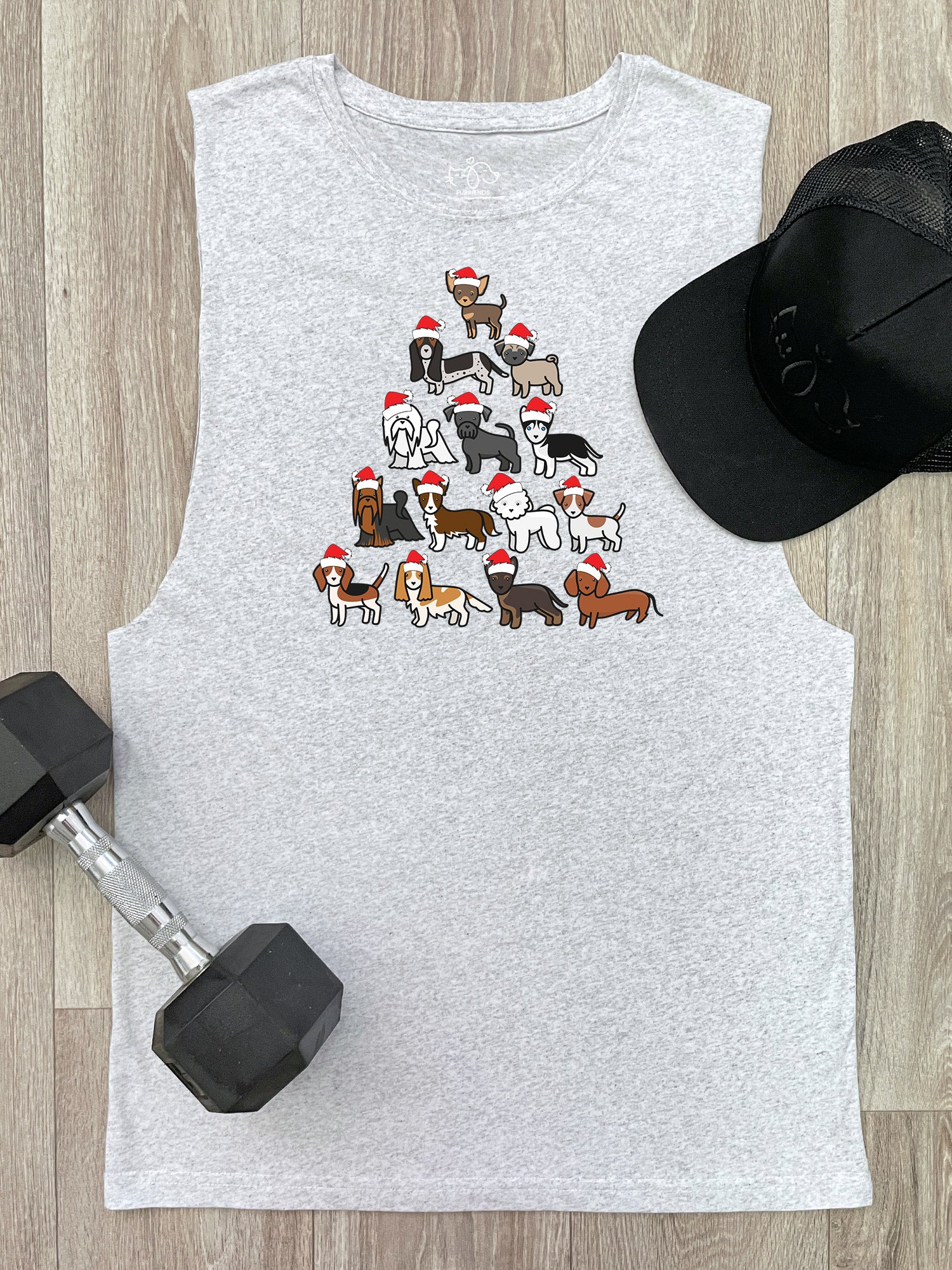 Merry Woofmas Tree Axel Drop Armhole Muscle Tank