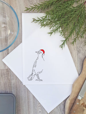 Australian Magpie - Christmas Edition Tea Towel