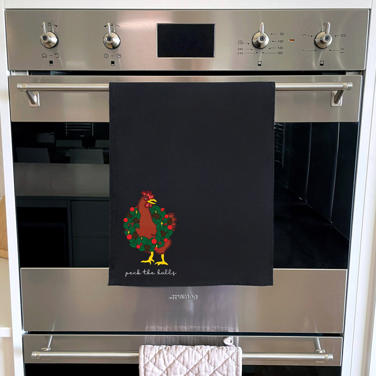 Peck The Halls Tea Towel
