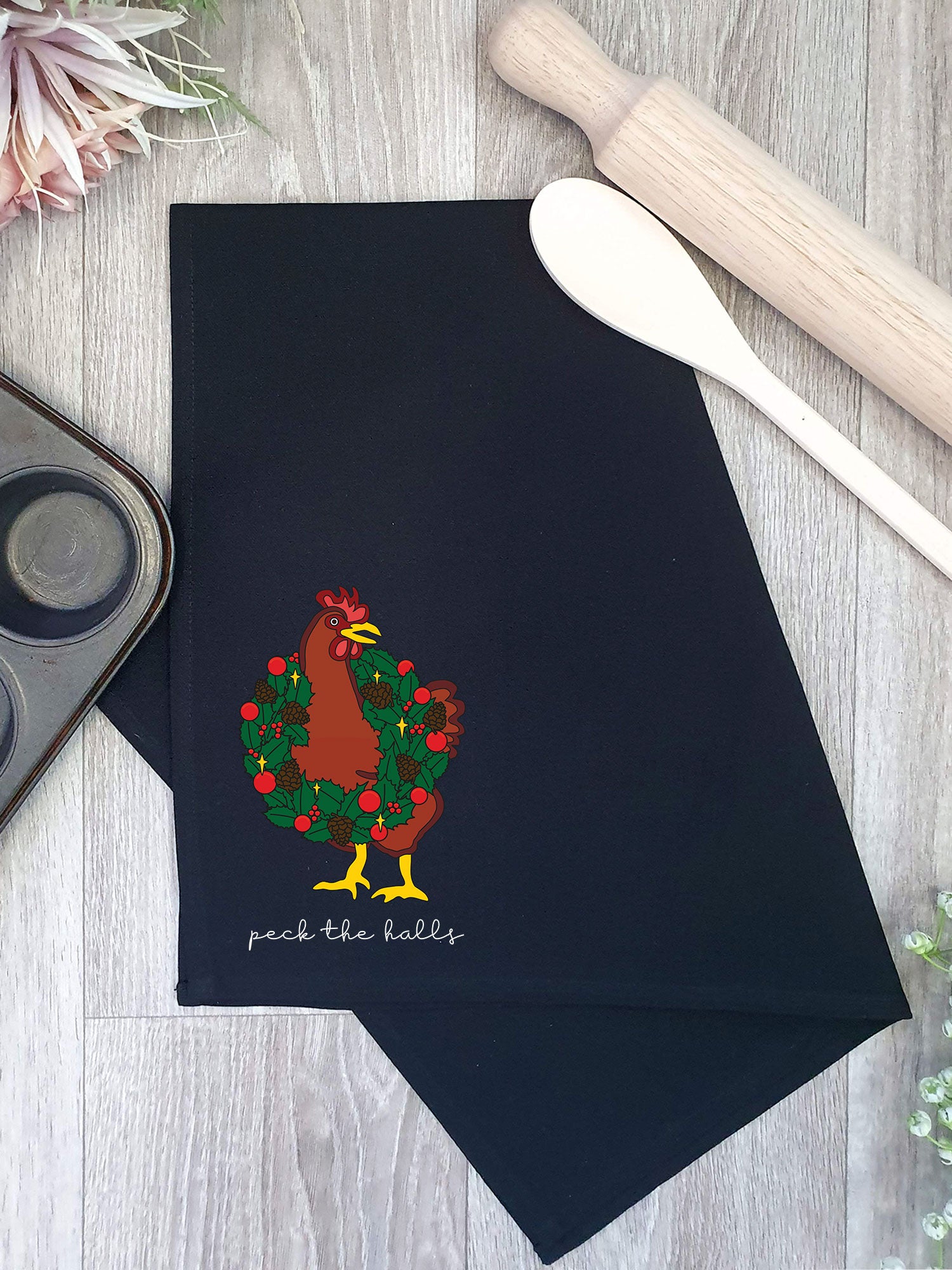 Peck The Halls Tea Towel