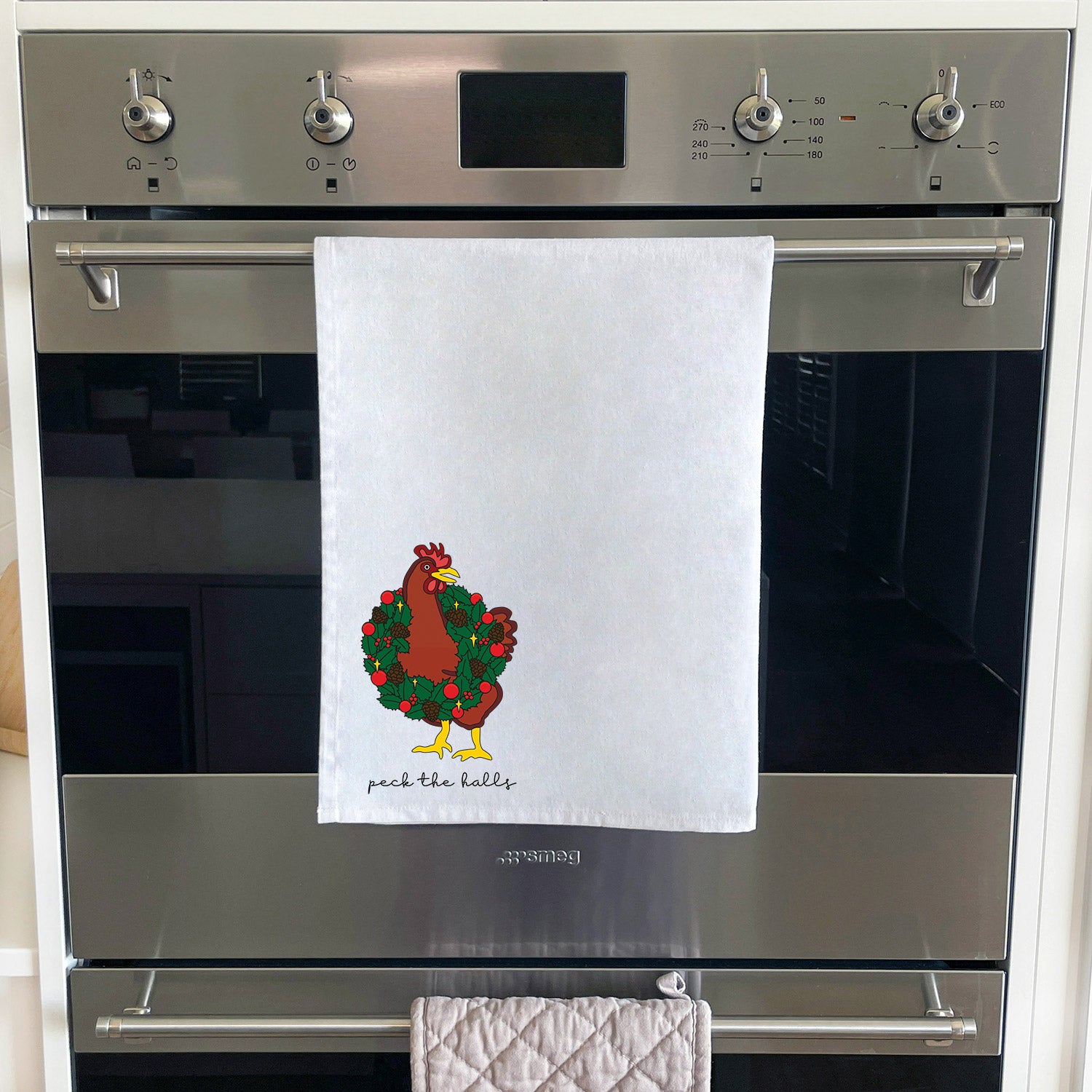 Peck The Halls Tea Towel