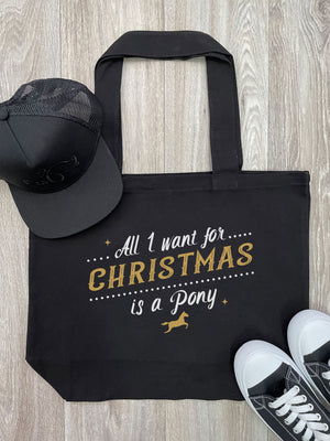 All I Want For Christmas Is A Pony Cotton Canvas Shoulder Tote Bag