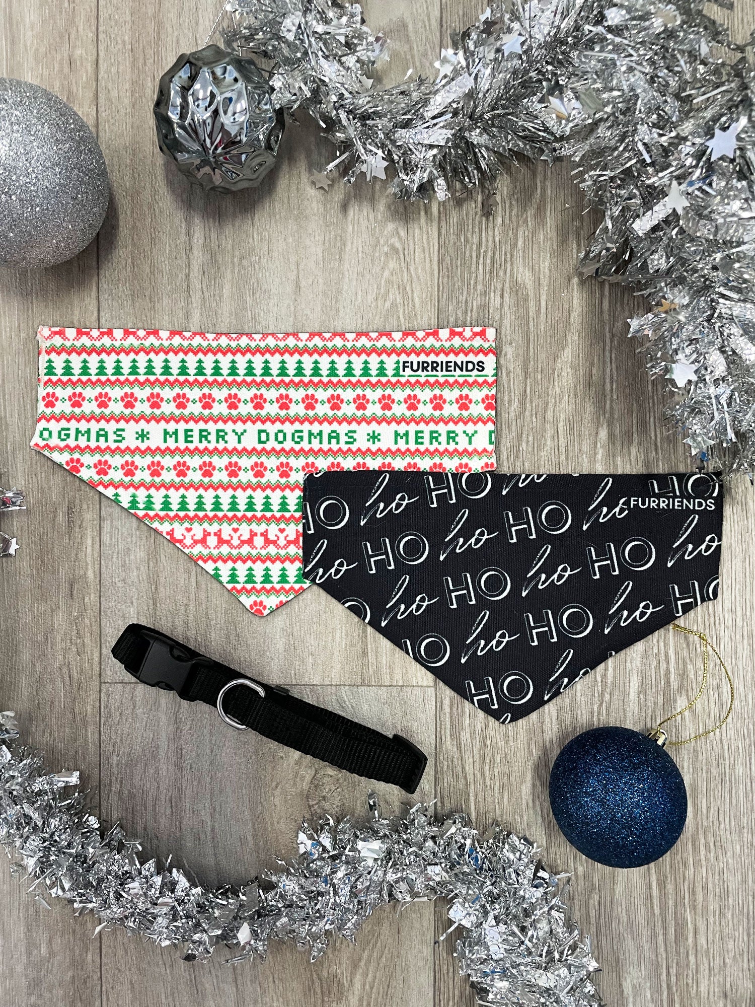 Merry Dogmas Reversible Dog Bandana With Collar