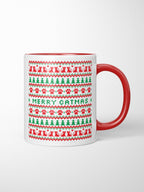 Merry Catmas Ugly Sweater Style Ceramic Two Tone Mug