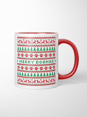 Merry Dogmas Ugly Sweater Style Ceramic Two Tone Mug