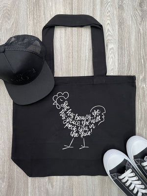 Peck You In The Face Cotton Canvas Shoulder Tote Bag