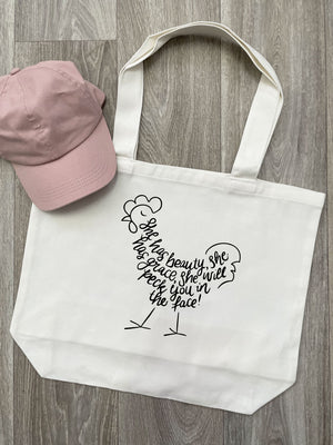 Peck You In The Face Cotton Canvas Shoulder Tote Bag