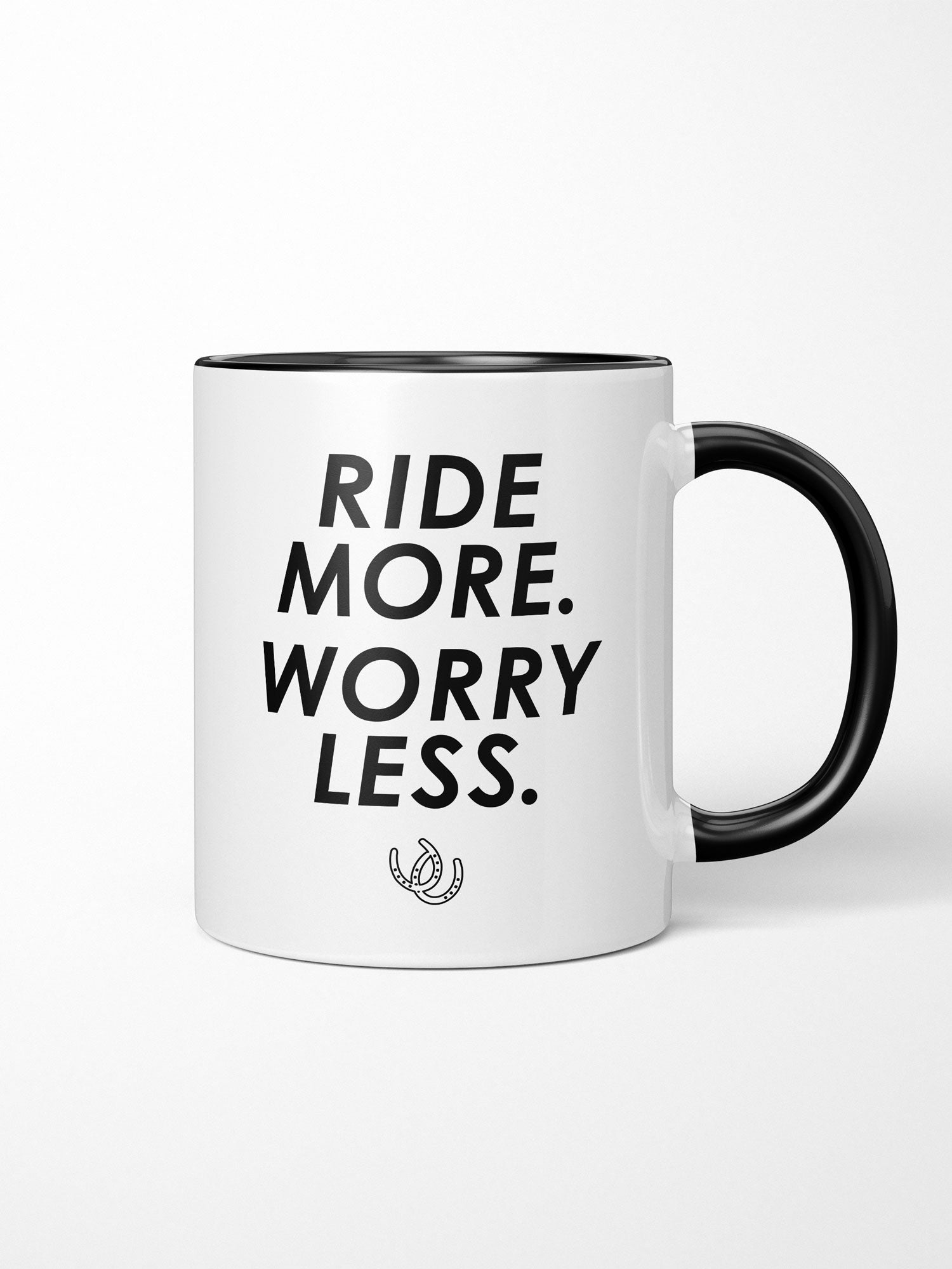 Ride More Worry Less Ceramic Two Tone Mug