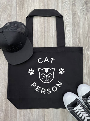 Cat Person Cotton Canvas Shoulder Tote Bag
