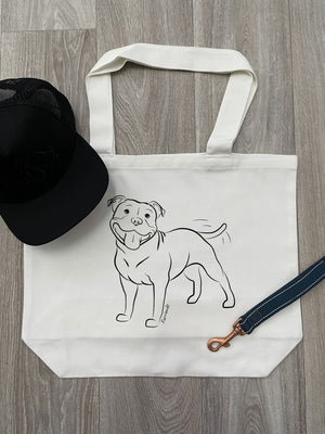 Staffordshire Bull Terrier Cotton Canvas Shoulder Tote Bag