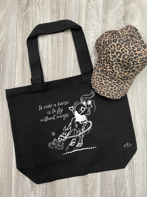 Fly Without Wings Cotton Canvas Shoulder Tote Bag