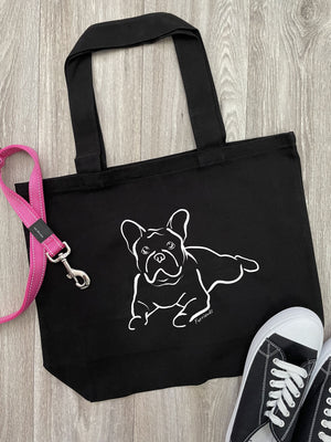 French Bulldog Cotton Canvas Shoulder Tote Bag