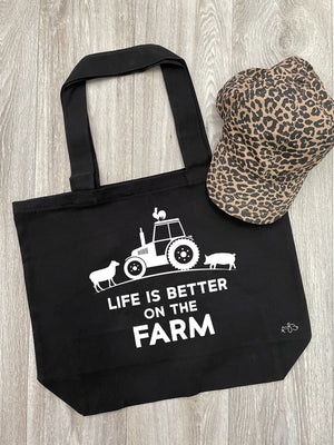 Farm Life Cotton Canvas Shoulder Tote Bag