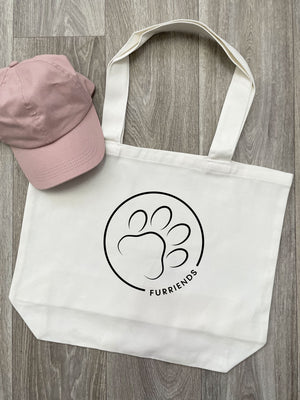 Paw Print Cotton Canvas Shoulder Tote Bag